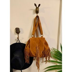 ECOTÉ | Suede Fringe Backpack/Crossbody Bag